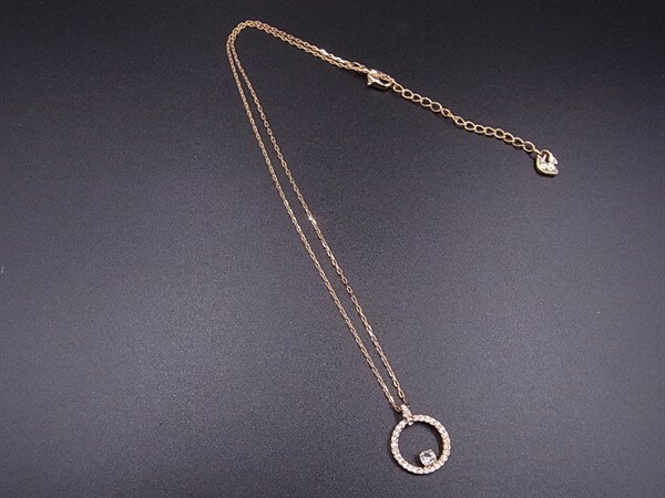 ■美品■ SWAROVSKI スワロフスキー ラインストーン ネックレス ペンダント アクセサリー レディース クリア系×ゴールド系 DD9426