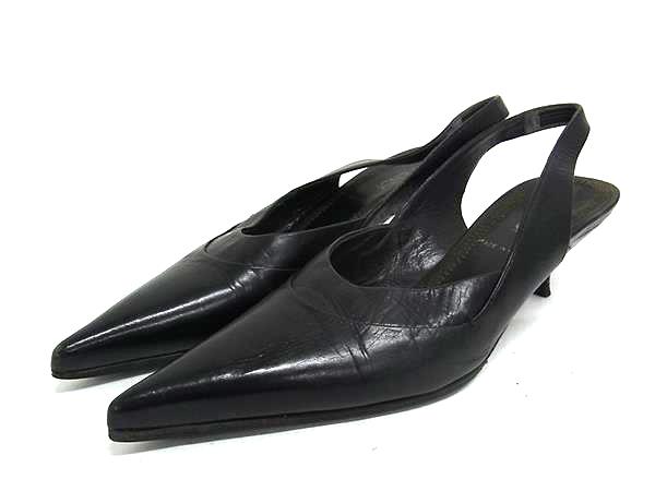 FENDI フェンディ レザー バックストラップ ヒール パンプス 表記サイズ 35 (約22cm) 靴 シューズ レディース ブラック系 DM1240