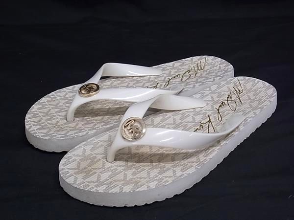 乐天商城 - MICHAEL KORS マイケルコース ラバー×PVC ビーチサンダル トングサンダル 表記サイズ 7M(約23.5cm) 靴 シューズ アイボリー系 DM1298