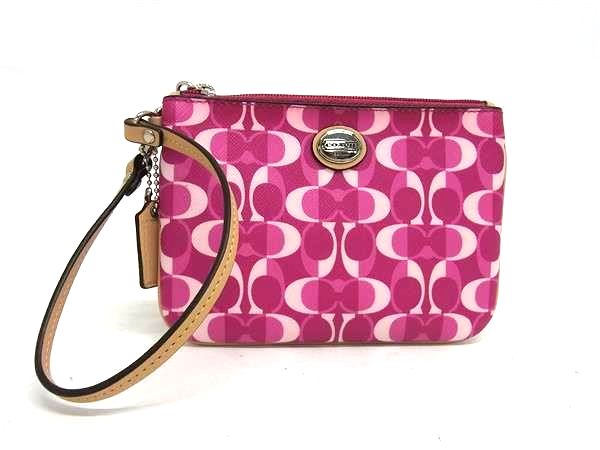 乐天商城 - ■美品■ COACH コーチ シグネチャー PVC リストレット マルチポーチ マルチケース 小物入れ レディース ピンク系 DM1353