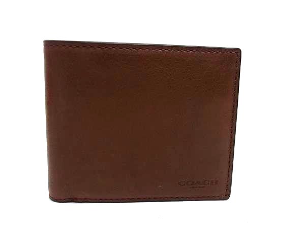 COACH コーチ 74896 レザー 二つ折り 財布 ウォレット 札入れ カード入れ メンズ レディース ブラウン系 DM1364