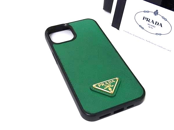 PRADA iPhone15pro ケース サフィアーノ 三角ロゴ グリーン PRADA iPhone15pro ケース サフィアーノ 三角ロゴ グリーン 【公式通販】