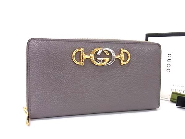 乐天商城 - ■極美品■ GUCCI グッチ 570661 ズゥミ レザー ラウンドファスナー 長財布 ウォレット 小銭入れ 札入れ グレー系 FS8531