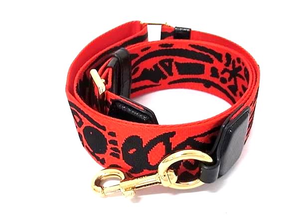Clothing Accessories (Caps, Ties, Belts) - ■美品■ MARC JACOBS マークジェイコブス ウェビング キャンバス バッグ用 ショルダーストラップ レッド系×ブラック系 FX1788