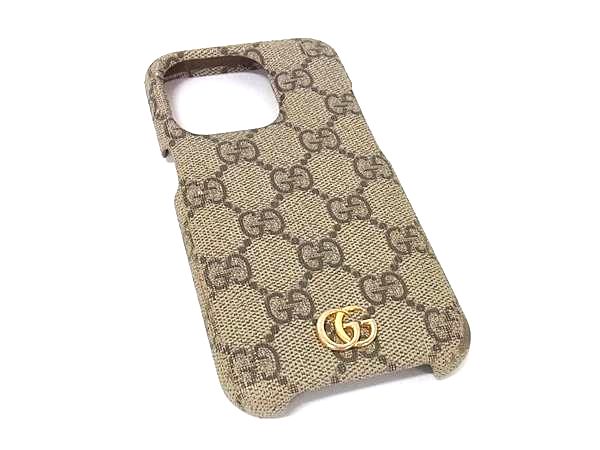 GUCCI グッチ PVC オフィディア GGマーモント GG柄 iPhone15 pro 対応 アイフォンケース スマホケース ブラウン系 GC1195