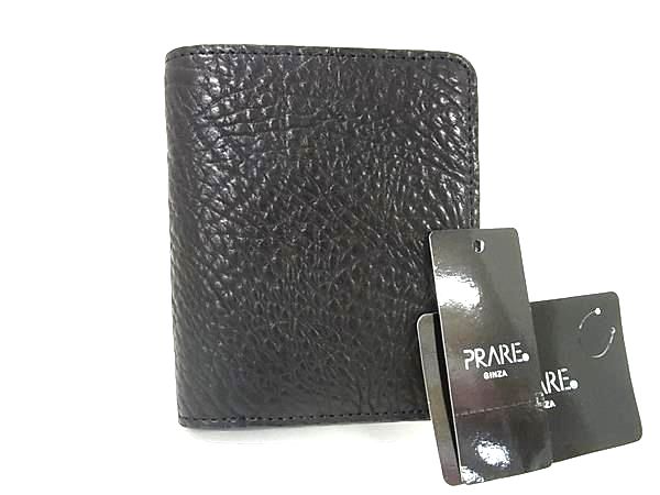 樂天商城 - ■新品■未使用■ PRARE プレリー レザー 二つ折り 財布 ウォレット 小銭入れ 札入れ カード入れ メンズ ブラック系 BP8731