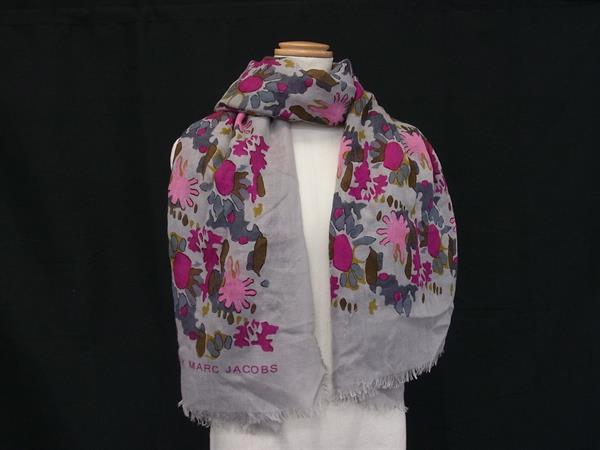 【美品】マークジェイコブス シルク・カシミヤ混 大判ストール　ドット　水玉 新品タグ付】マークジェイコブス シルクスカーフ イタリア製 ドット 花