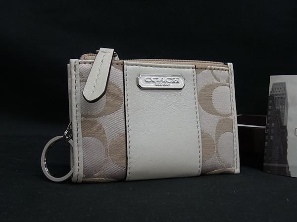 樂天商城 - ■美品■ COACH コーチ シグネチャー キャンバス×レザー コインケース コインパース 小銭入れ レディース ベージュ系 DL6809