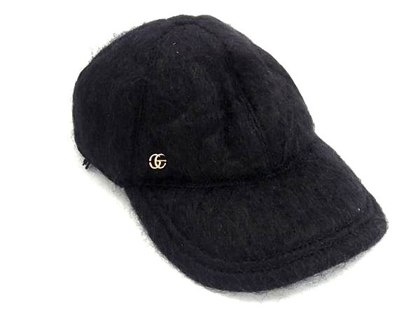 ■新品■未使用■ GUCCI グッチ 729349 ダブルG モヘヤ×ウール×ポリアミド キャップ 帽子 表記サイズ 58cm ブラック系 FQ5115