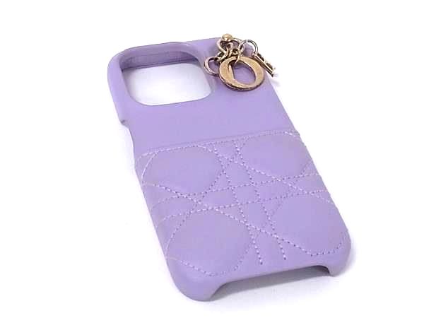 ChristianDior ディオール レディディオール カナージュ レザー iPhone 15 Pro 対応 アイフォンケース パープル系 FU8859
