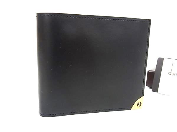 ■美品■ dunhill ダンヒル ロンドン レザー 二つ折り 財布 ウォレット 札入れ 小銭入れ カード入れ メンズ ブラック系 FV9643