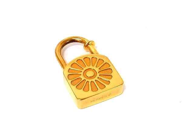 ■美品■ HERMES エルメス Le Soleil 太陽 sunflower ヒマワリ 1994年限定 カデナ 南京錠 チャーム ネックレストップ FW2512