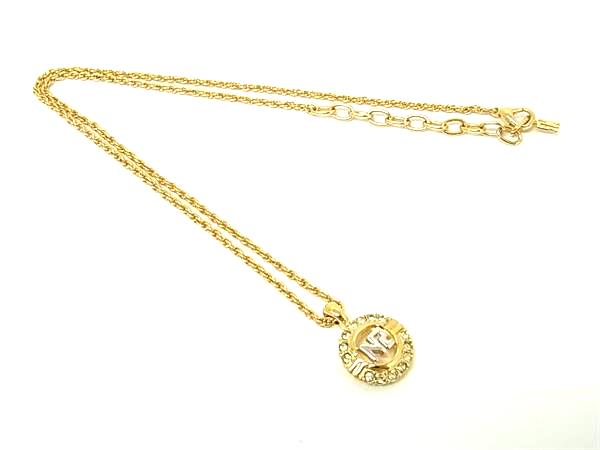 乐天商城 - ■美品■ NINA RICCI ニナリッチ ラインストーン ネックレス ペンダント アクセサリー レディース ゴールド系×シルバー系 DK3297
