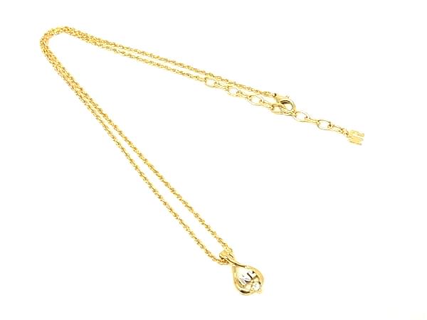 Pink - ■美品■ NINA RICCI ニナリッチ ラインストーン ネックレス ペンダント アクセサリー レディース ゴールド系 DK4287