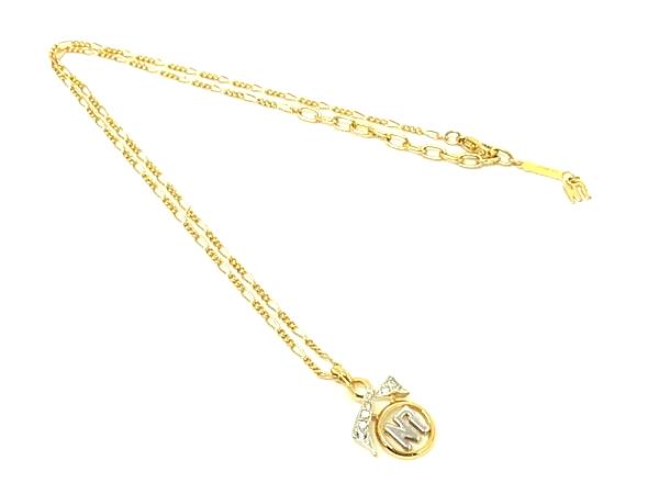 乐天商城 - ■美品■ NINA RICCI ニナリッチ ラインストーン ネックレス ペンダント アクセサリー レディース ゴールド系×シルバー系 DK4642