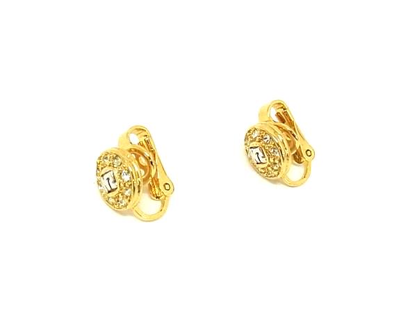 乐天商城 - ■美品■ NINA RICCI ニナリッチ ラインストーン クリップ式 イヤリング アクセサリー ゴールド系×シルバー系 DK4697