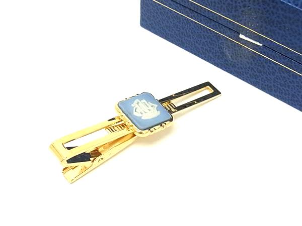 ■美品■ WEDGWOOD ウェッジウッド ジャスパー ネクタイピン タイクリップ アクセサリー ビジネス 紳士 メンズ ゴールド系 DK5184