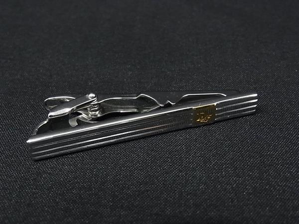 ■美品■ ChristianDior クリスチャンディオール タイクリップ ネクタイピン アクセサリー 紳士 メンズ シルバー系×ゴールド系 DN5668