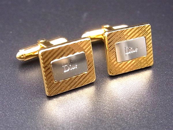 ChristianDior クリスチャンディオール カフスボタン カフリンクス アクセサリー 紳士 ビジネス メンズ ゴールド系×シルバー系 DM7949