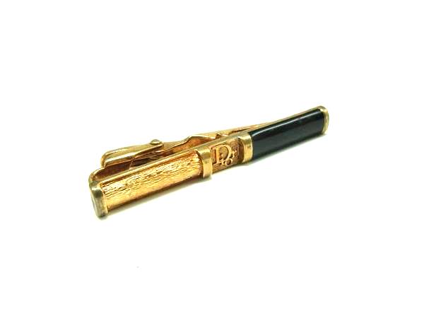■美品■ ChristianDior クリスチャンディオール タイピン タイクリップ 紳士 ビジネス メンズ ゴールド系×ブラック系 DN2943