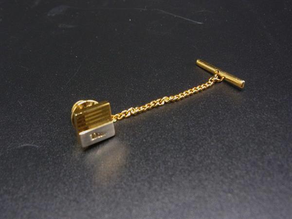 ■美品■ ChristianDior クリスチャンディオール タイピン ピンブローチ 紳士 ビジネス メンズ ゴールド系×シルバー系 DN2953