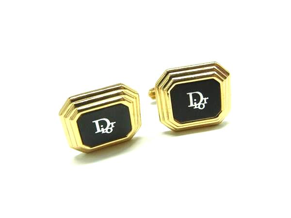 ChristianDior クリスチャンディオール カフスボタン カフリンクス アクセサリー ゴールド系×ブラック系 DN2964