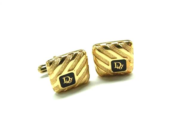 ChristianDior クリスチャンディオール カフスボタン カフリンクス アクセサリー ゴールド系×ブラック系 DN2969