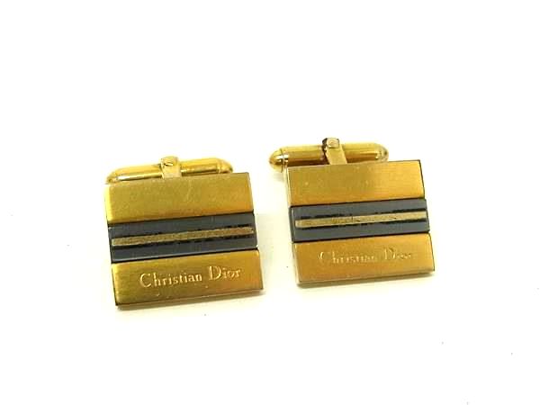ChristianDior クリスチャンディオール カフリンクス カフスボタン アクセサリー ビジネス 紳士 メンズ ゴールド系×グレー系 DN4886