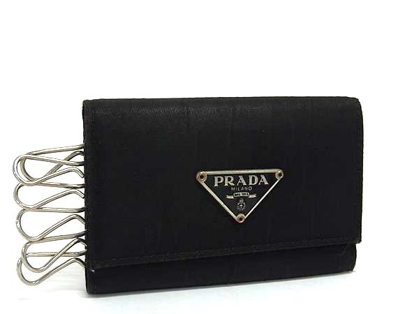 PRADA プラダ テスートナイロン 6連 キーケース 鍵入れ メンズ レディース ブラック系 DN7892