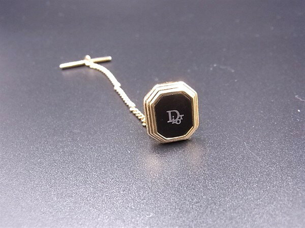 ChristianDior クリスチャンディオール ネクタイピン タイチェーン アクセサリー 紳士 メンズ ゴールド系×ブラック系 DM7812