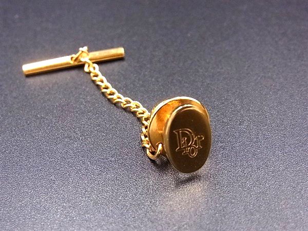 ■美品■ ChristianDior クリスチャンディオール ネクタイピン タイチェーン アクセサリー 紳士 メンズ ゴールド系 DM7869