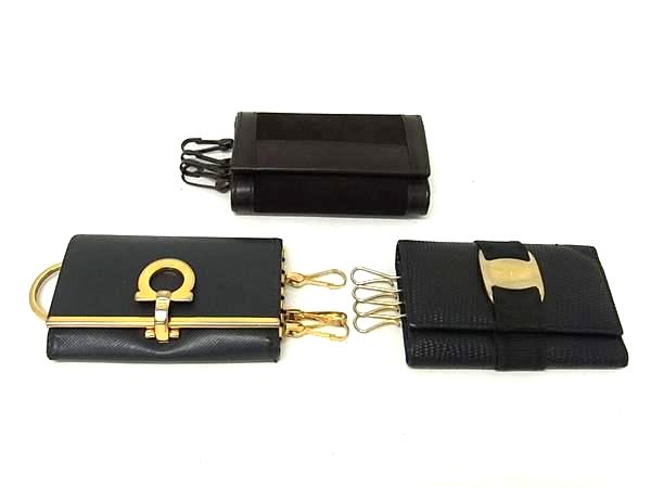 Salvatore Ferragamo フェラガモ ヴァラ ガンチーニ 等 6連 キーケース 鍵入れ 3点セット まとめ売り DN6730