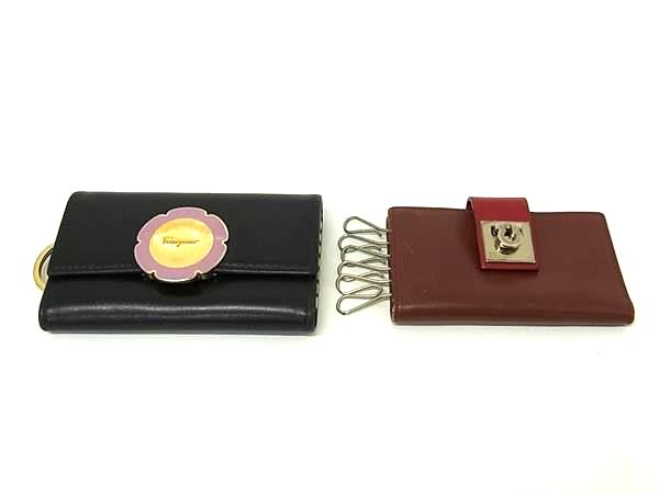 Salvatore Ferragamo フェラガモ ガンチーニ レザー 6連 キーケース 鍵入れ レディース 2点セット まとめ売り DN6937