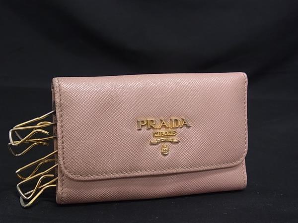 PRADA プラダ サフィアーノレザー 6連 キーケース 鍵入れ レディース ピンク系 DN6235