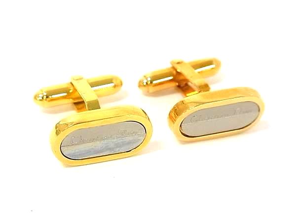■美品■ ChristianDior クリスチャンディオール ヴィンテージ カフリンクス カフスボタン メンズ ゴールド系×シルバー系 DN6299