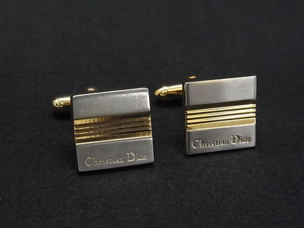■美品■ ChristianDior ディオール ヴィンテージ カフスボタン カフリンクス アクセサリー シルバー系×ゴールド系 DN6320