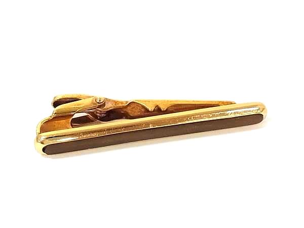 ChristianDior クリスチャンディオール ヴィンテージ タイクリップ ネクタイピン アクセサリー メンズ ブラウン系×ゴールド系 DN6321