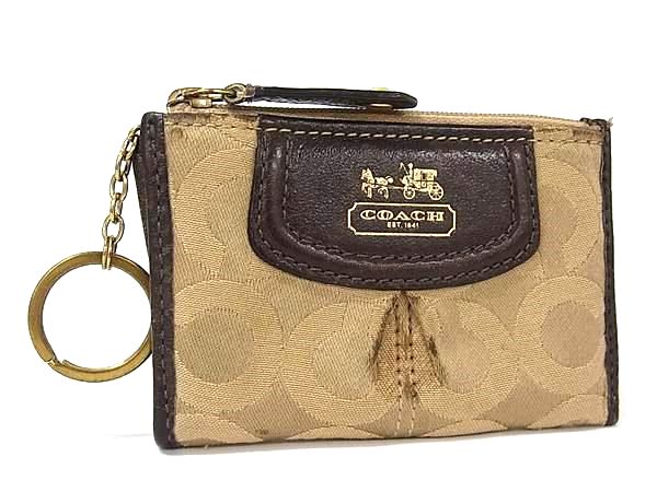 女士錢包 - COACH コーチ オプアート キャンバス×レザー 小銭入れ コインケース レディース ベージュ系×ブラウン系 DN6334