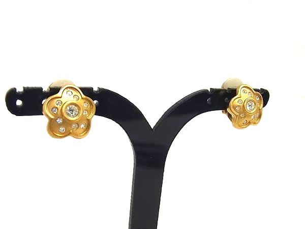 ■美品■ SWAROVSKI スワロフスキー ラインストーン クリップ式 イヤリング アクセサリー レディース ゴールド系 DN6519