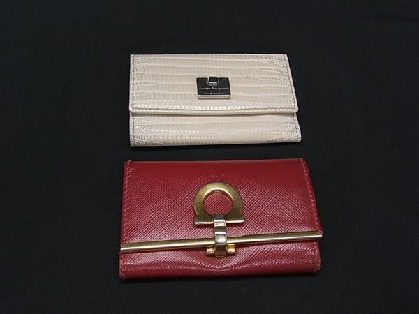 Salvatore Ferragamo フェラガモ ガンチーニ等 レザー 6連 キーケース 鍵入れ 2点セット まとめ売り DN6703