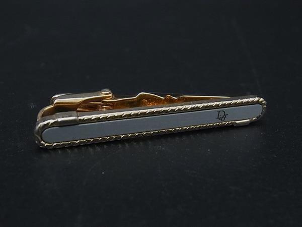 ■美品■ ChristianDior クリスチャンディオール タイクリップ ネクタイピン アクセサリー シルバー系×ゴールド系 DN4014