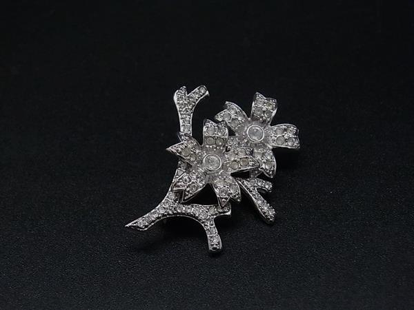 SWAROVSKI スワロフスキー ラインストーン フラワー ピンブローチ ピンバッジ アクセサリー シルバー系 DN4119