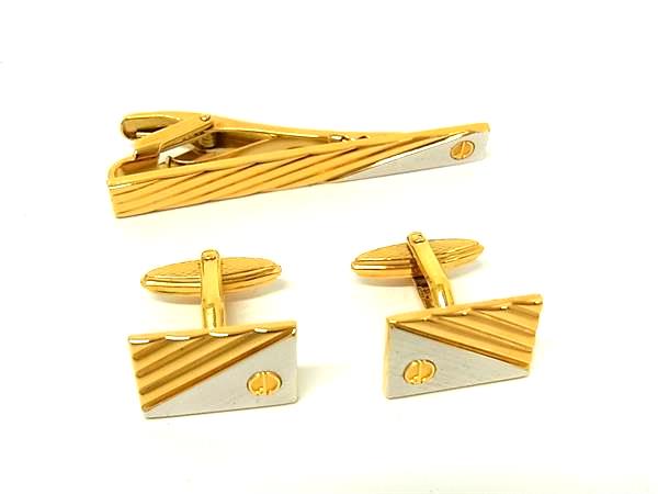 ■美品■ dunhill ダンヒル タイピン タイクリップ 2点セット 紳士 ビジネス メンズ ゴールド系 DN9471