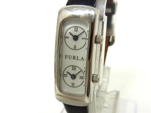 ■稼働品■FURLA フルラ レザー クォーツ 腕時計 ウォッチ レディース ブラック系 DP2453