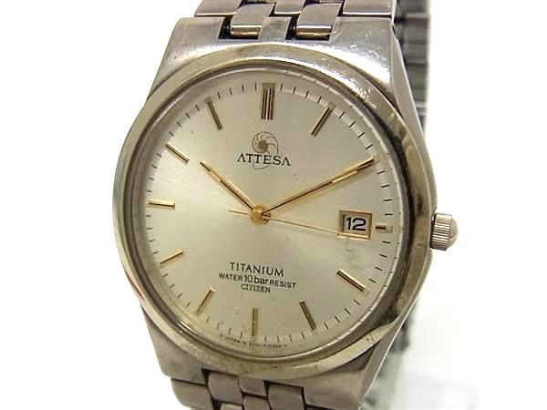 ■稼働品■CITIZEN シチズン 5710-F70369-Y ATTESA チタニウム クォーツ 10気圧防水 腕時計 ウォッチ メンズ シルバー系 DP3063