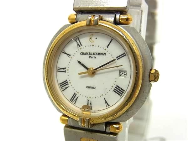 商品情報 ブランド名 CHARLES JOURDAN　シャルル ジョルダン 状態ランク Bランク ライン カラーシルバー系 素材 SS×メタル サイズ(cm) フェイス 縦 約2cm　横 約2cm(リューズ含まず)　ブレス 幅 約1.3cm　腕周り 約18.5cm サイズ(inch) ポケット 付属品画像内にあるものが全てになります シリアル及び刻印 状態使用感　擦れ小　くすみフェイス内部パーツ取れ　電池残量未確認　動作確認済み　日差不明　現状渡し □□□　状態ランクについて　□□□ 【N】　新品 【S】　未使用品（展示品など） 【A】　傷汚れが少なく状態の良い商品 【B】　程よい使用感や多少の傷、汚れはあるが程度良好の商品 【C】　使用感の他、目立つ傷や汚れが見れる商品 【D】　かなり大きな痛みがある難あり商品 ※記載させていただきました状態説明・ランクは、あくまで弊社基準にて判断したものとなります。 その為、個人差による主観の差が生じる場合も御座いますので、あらかじめご了承頂いた上で、ご検討下さいませ。 pleasure（株式会社peace）が販売しています。 出品中の商品につきましては全て正規品(本物）でございます。 （古物許可証第305521507463東京都公安委員会）