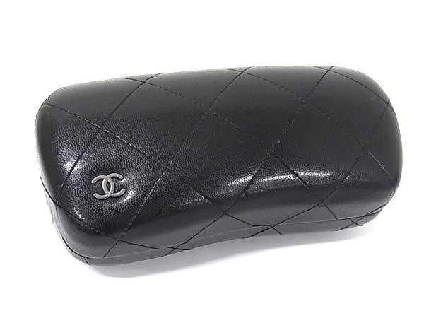 CHANEL シャネル ココマーク マトラッセ レザー メガネケース 眼鏡ケース 眼鏡入れ レディース メンズ ブラック系 DP4520