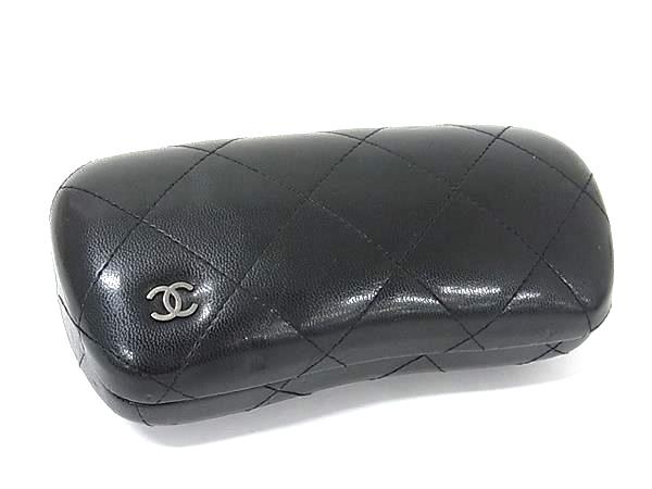 CHANEL シャネル ココマーク マトラッセ レザー メガネケース 眼鏡ケース 眼鏡入れ レディース メンズ ブラック系 DP4521