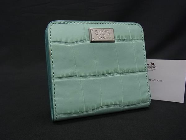 新品未使用]COACH コーチ二つ折り財布 クロコダイル柄 レザー グレー