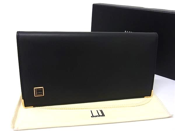 ■新品同様■ dunhill ダンヒル コンフィデンシャル レザー 二つ折り 長財布 ウォレット 札入れ カード入れ ブラック系 FZ5562